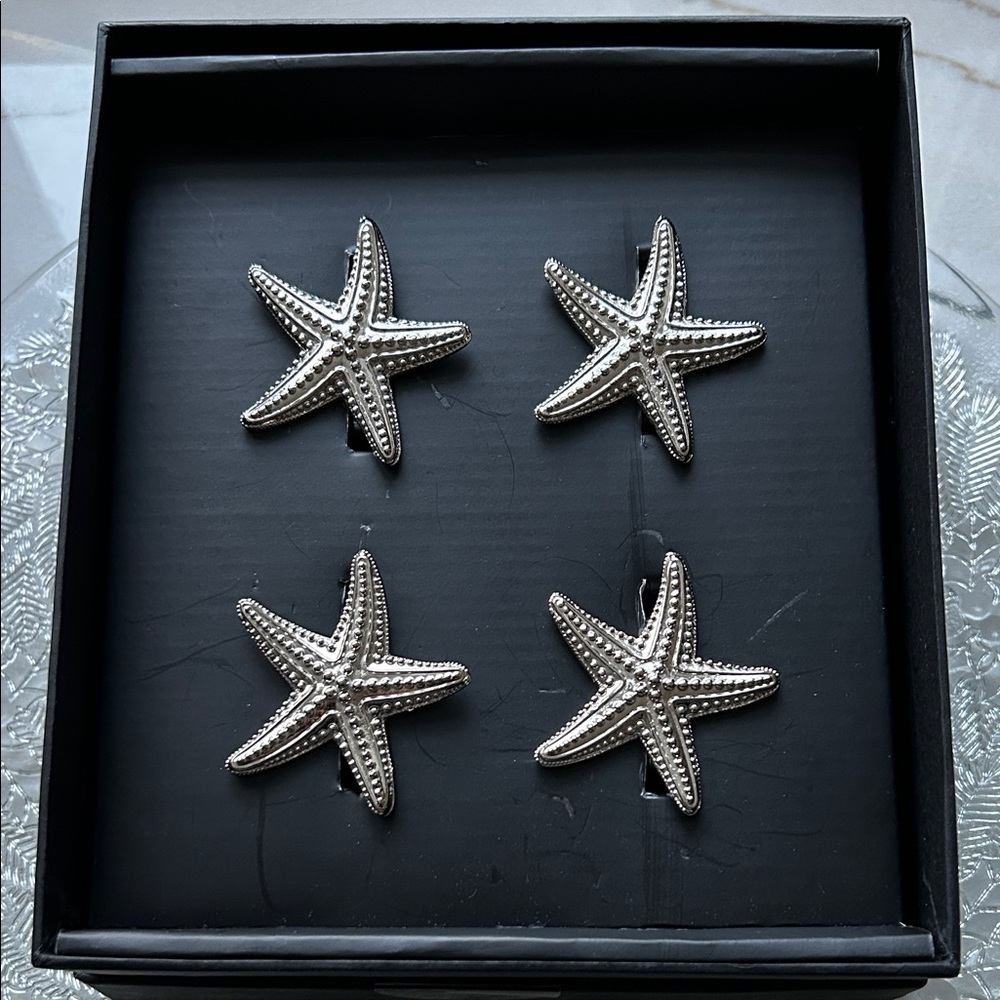 Starfish 4pc Napkin Rings Silver
